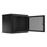 Lanberg WF01-6409-23B 19 9U SZÉL:600mm MÉLY:450mm MAG:512mm lapraszerelt perforált ajtós fekete fali rack szekrény
