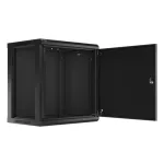 Lanberg WF01-6412-00B 19 12U SZÉL:600mm MÉLY:450mm MAG:645mm lapraszerelt fémajtós fekete fali rack szekrény