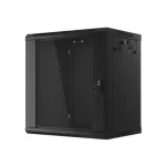 Lanberg WF01-6412-10B 19 12U SZÉL:600mm MÉLY:450mm MAG:640mm lapraszerelt üvegajtós fekete fali rack szekrény