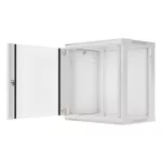 Lanberg WF01-6412-10S 19 12U SZÉL:600mm MÉLY:450mm MAG:645mm lapraszerelt üvegajtós szürke fali rack szekrény