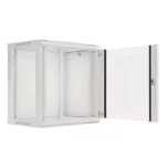 Lanberg WF01-6412-10S 19 12U SZÉL:600mm MÉLY:450mm MAG:645mm lapraszerelt üvegajtós szürke fali rack szekrény