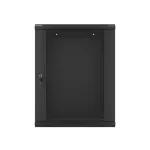 Lanberg WF01-6415-10B 19 15U SZÉL:600mm MÉLY:450mm MAG:774mm lapraszerelt üvegajtós fekete fali rack szekrény