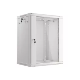   Lanberg WF01-6415-10S 19 15U SZÉL:600mm MÉLY:450mm MAG:774mm lapraszerelt üvegajtós szürke fali rack szekrény