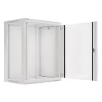 Lanberg WF01-6415-10S 19 15U SZÉL:600mm MÉLY:450mm MAG:774mm lapraszerelt üvegajtós szürke fali rack szekrény