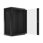 Lanberg WF01-6418-10B 19 18U SZÉL:600mm MÉLY:450mm MAG:907mm lapraszerelt üvegajtós fekete fali rack szekrény