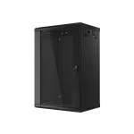 Lanberg WF01-6418-10B 19 18U SZÉL:600mm MÉLY:450mm MAG:907mm lapraszerelt üvegajtós fekete fali rack szekrény
