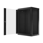 Lanberg WF01-6418-10B 19 18U SZÉL:600mm MÉLY:450mm MAG:907mm lapraszerelt üvegajtós fekete fali rack szekrény