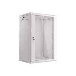   Lanberg WF01-6418-10S 19 18U SZÉL:600mm MÉLY:450mm MAG:907mm lapraszerelt üvegajtós szürke fali rack szekrény