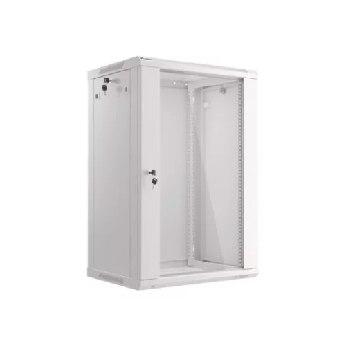 Lanberg WF01-6418-10S 19 18U SZÉL:600mm MÉLY:450mm MAG:907mm lapraszerelt üvegajtós szürke fali rack szekrény