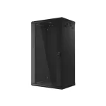 Lanberg WF01-6422-10B 19 22U SZÉL:600mm MÉLY:450mm MAG:1085mm lapraszerelt üvegajtós fekete fali rack szekrény