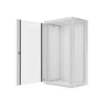 Lanberg WF01-6422-10S 19 22U SZÉL:600mm MÉLY:450mm MAG:1085mm lapraszerelt üvegajtós szürke fali rack szekrény
