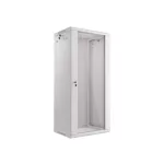 Lanberg WF01-6427-10S 19 27U SZÉL:600mm MÉLY:450mm MAG:1307mm lapraszerelt üvegajtós szürke fali rack szekrény