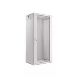   Lanberg WF01-6427-10S 19 27U SZÉL:600mm MÉLY:450mm MAG:1307mm lapraszerelt üvegajtós szürke fali rack szekrény