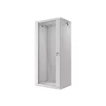 Lanberg WF01-6427-10S 19 27U SZÉL:600mm MÉLY:450mm MAG:1307mm lapraszerelt üvegajtós szürke fali rack szekrény