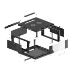 Lanberg WF01-6604-10B 19 4U SZÉL:600mm MÉLY:600mm MAG:290mm lapraszerelt üvegajtós fekete fali rack szekrény