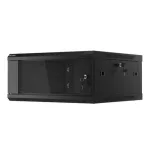Lanberg WF01-6604-10B 19 4U SZÉL:600mm MÉLY:600mm MAG:290mm lapraszerelt üvegajtós fekete fali rack szekrény