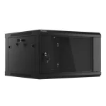 Lanberg WF01-6606-10B 19" 6U SZÉL:600mm MÉLY:600mm MAG:379mm lapraszerelt üvegajtós fekete fali rack szekrény