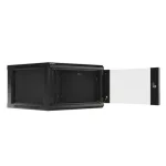 Lanberg WF01-6606-10B 19" 6U SZÉL:600mm MÉLY:600mm MAG:379mm lapraszerelt üvegajtós fekete fali rack szekrény