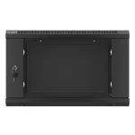 Lanberg WF01-6606-10B 19" 6U SZÉL:600mm MÉLY:600mm MAG:379mm lapraszerelt üvegajtós fekete fali rack szekrény