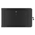 Lanberg WF01-6606-10B 19" 6U SZÉL:600mm MÉLY:600mm MAG:379mm lapraszerelt üvegajtós fekete fali rack szekrény