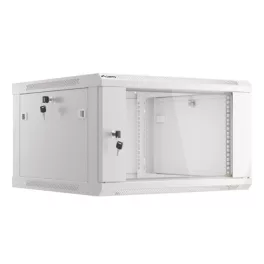   Lanberg WF01-6606-10S 19 6U SZÉL:600mm MÉLY:600mm MAG:379mm lapraszerelt üvegajtós szürke fali rack szekrény