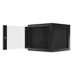 Lanberg WF01-6609-10B 19 9U SZÉL:600mm MÉLY:600mm MAG:512mm lapraszerelt üvegajtós fekete fali rack szekrény