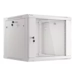 Lanberg WF01-6609-10S 19 9U SZÉL:600mm MÉLY:600mm MAG:512mm lapraszerelt üvegajtós szürke fali rack szekrény