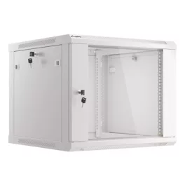  Lanberg WF01-6609-10S 19 9U SZÉL:600mm MÉLY:600mm MAG:512mm lapraszerelt üvegajtós szürke fali rack szekrény