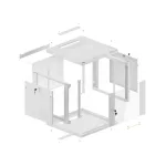 Lanberg WF01-6609-10S 19 9U SZÉL:600mm MÉLY:600mm MAG:512mm lapraszerelt üvegajtós szürke fali rack szekrény