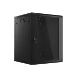 Lanberg WF01-6615-10B 19" 15U SZÉL:600mm MÉLY:600mm MAG:774mm lapraszerelt üvegajtós fekete fali rack szekrény