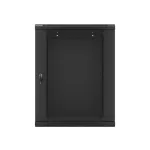 Lanberg WF01-6615-10B 19" 15U SZÉL:600mm MÉLY:600mm MAG:774mm lapraszerelt üvegajtós fekete fali rack szekrény