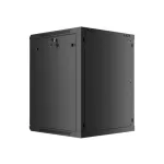 Lanberg WF01-6615-10B 19" 15U SZÉL:600mm MÉLY:600mm MAG:774mm lapraszerelt üvegajtós fekete fali rack szekrény