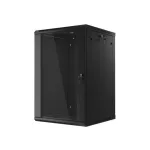 Lanberg WF01-6618-10B 19 18U SZÉL:600mm MÉLY:600mm MAG:907mm lapraszerelt üvegajtós fekete fali rack szekrény