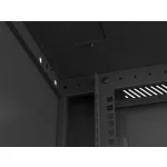 Lanberg WF01-6618-10B 19 18U SZÉL:600mm MÉLY:600mm MAG:907mm lapraszerelt üvegajtós fekete fali rack szekrény