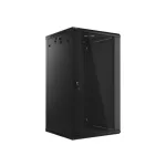 Lanberg WF01-6622-10B 19 22U SZÉL:600mm MÉLY:600mm MAG:1085mm lapraszerelt üvegajtós fekete fali rack szekrény