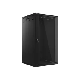  Lanberg WF01-6622-10B 19 22U SZÉL:600mm MÉLY:600mm MAG:1085mm lapraszerelt üvegajtós fekete fali rack szekrény