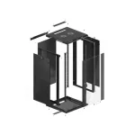 Lanberg WF01-6622-10B 19 22U SZÉL:600mm MÉLY:600mm MAG:1085mm lapraszerelt üvegajtós fekete fali rack szekrény