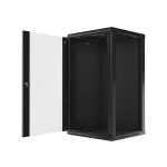Lanberg WF01-6622-10B 19 22U SZÉL:600mm MÉLY:600mm MAG:1085mm lapraszerelt üvegajtós fekete fali rack szekrény