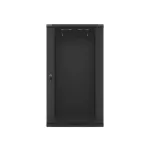 Lanberg WF01-6622-10B 19 22U SZÉL:600mm MÉLY:600mm MAG:1085mm lapraszerelt üvegajtós fekete fali rack szekrény