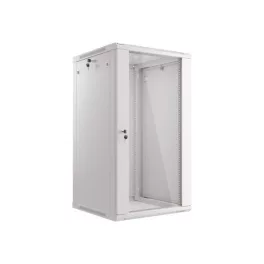   Lanberg WF01-6622-10S 19 22U SZÉL:600mm MÉLY:600mm MAG:1085mm lapraszerelt üvegajtós szürke fali rack szekrény