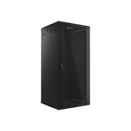   Lanberg WF01-6627-10B 19 27U SZÉL:600mm MÉLY:600mm MAG:1307mm lapraszerelt üvegajtós fekete fali rack szekrény