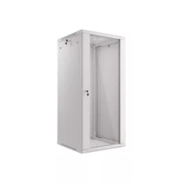   Lanberg WF01-6627-10S 19 27U SZÉL:600mm MÉLY:600mm MAG:1307mm lapraszerelt üvegajtós szürke fali rack szekrény