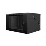 Lanberg WF02-6606-10B 19 6U SZÉL:600mm MÉLY:600mm MAG:374mm lapraszerelt üvegajtós fekete kétrészes fali rack szekrény