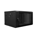 Lanberg WF02-6606-10B 19 6U SZÉL:600mm MÉLY:600mm MAG:374mm lapraszerelt üvegajtós fekete kétrészes fali rack szekrény