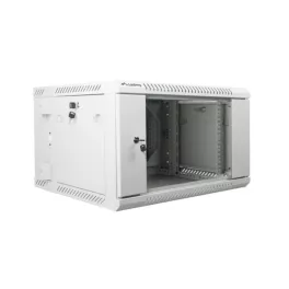   Lanberg WF02-6606-10S 19 6U SZÉL:600mm MÉLY:600mm MAG:374mm lapraszerelt üvegajtós szürke kétrészes fali rack szekrény