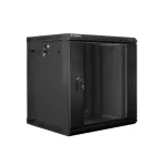 Lanberg WF02-6612-10B 19 12U SZÉL:600mm MÉLY:600mm MAG:640mm lapraszerelt üvegajtós fekete kétrészes fali rack szekrény