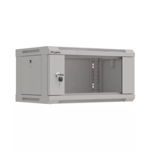 Lanberg WF03-5304-10S 19 4U SZÉL:540mm MÉLY:350mm MAG:281mm lapraszerelt üvegajtós szürke fali rack szekrény