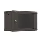 Lanberg WF03-5306-10B 19 6U SZÉL:540mm MÉLY:350mm MAG:370mm lapraszerelt üvegajtós fekete fali rack szekrény