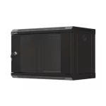 Lanberg WF03-5306-10B 19 6U SZÉL:540mm MÉLY:350mm MAG:370mm lapraszerelt üvegajtós fekete fali rack szekrény