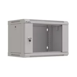   Lanberg WF03-5306-10S 19 6U SZÉL:540mm MÉLY:350mm MAG:370mm lapraszerelt üvegajtós szürke fali rack szekrény